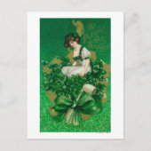 St. Patrick Day Souvenir Woman op Clover Scene Briefkaart (Voorkant)