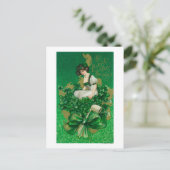 St. Patrick Day Souvenir Woman op Clover Scene Briefkaart (Staand voorkant)