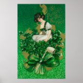 St. Patrick Day Souvenir Woman op Clover Scene Poster (Voorkant)