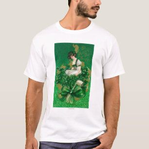 St. Patrick Day Souvenir Woman op Clover Scene T-shirt