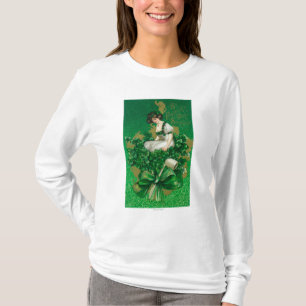 St. Patrick Day Souvenir Woman op Clover Scene T-shirt