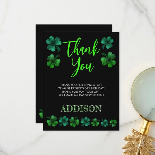 St Patrick Day Verjaardag Lets party shamrock Bedankkaart (Voorkant / Achterkant in situ)