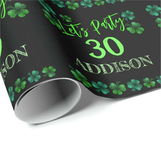 St Patrick Day Verjaardag Lets party shamrock Cadeaupapier (Rol Hoek)