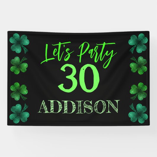 St Patrick Day Verjaardag Lets party shamrock Spandoek (Horizontaal)