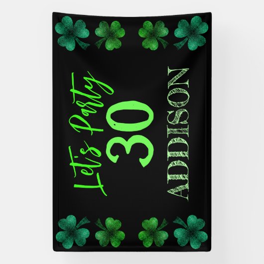 St Patrick Day Verjaardag Lets party shamrock Spandoek (Verticaal)