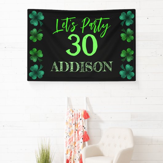 St Patrick Day Verjaardag Lets party shamrock Spandoek (Insitu)