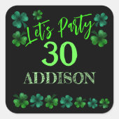 St Patrick Day Verjaardag Lets party shamrock Vierkante Sticker (Voorkant)