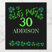 St Patrick Day Verjaardag Lets party shamrock Wijn Etiket (Enkel label)