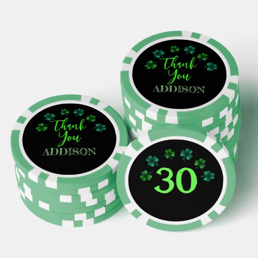 St Patrick Day Verjaardagsfeest shamrock Dank u Poker Chips (Opstapeling)