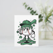 St Patrick Days Honkbal Lucky Shamrock Feestdagenkaart (Staand voorkant)
