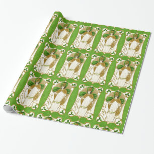 ST.PATRICK DE DE GROENE KLAVERS EN DRIEVULDIGHEID CADEAUPAPIER