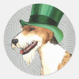 St. Patrick de Fox-terrier van de Draad van de Dag Ronde Sticker