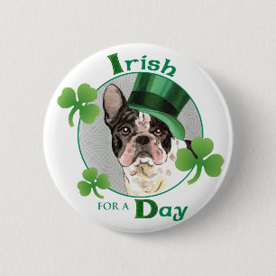 St. Patrick de Franse Buldog van de Dag Ronde Button 5,7 Cm
