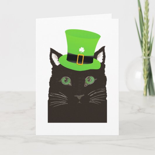 St. Patrick de Zwarte Kat die van de Dag Groen Pet Kaart (Voorkant)