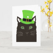 St. Patrick de Zwarte Kat die van de Dag Groen Pet Kaart (Gele Bloem)