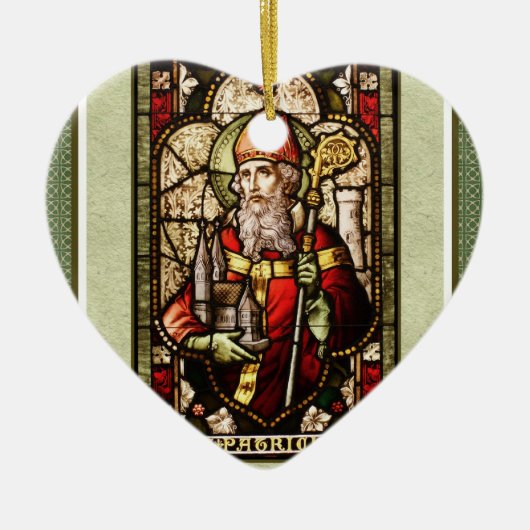 St. Patrick Digital Art Ceramic Heart Ornament (Voorkant)