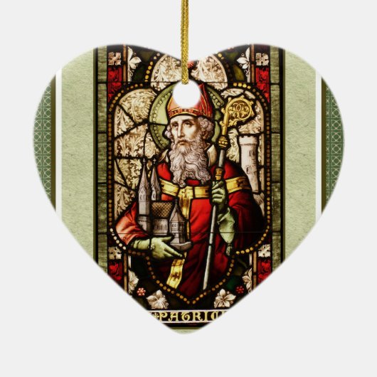 St. Patrick Digital Art Ceramic Heart Ornament (Achterkant)