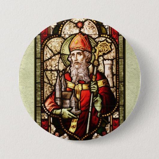 St. Patrick Digital Art Round Button Pin (Voorkant)
