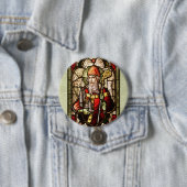 St. Patrick Digital Art Round Button Pin (In situ)