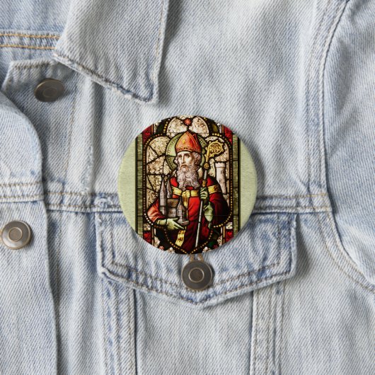 St. Patrick Digital Art Round Button Pin (In situ)