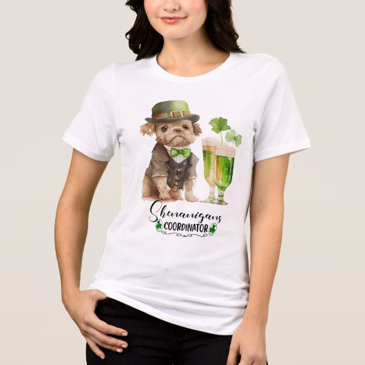 St Patrick Dog in Derby Green Beer Shenanigans Tri-Blend Shirt (Voorkant)