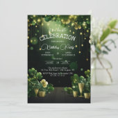 St. Patrick Double verjaardagsfeestje groene klave Kaart (Staand voorkant)