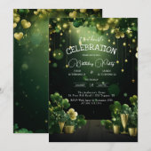 St. Patrick Double verjaardagsfeestje groene klave Kaart (Voorkant / Achterkant)