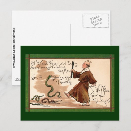 St Patrick Driving Away Snakes Briefkaart (Voorkant / Achterkant)