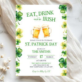 St Patrick Eat, Drink, and be Irish Party Kaart