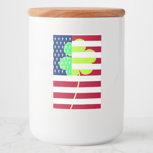 St Patrick Flag Irish Shamrock American Flag Funny Voedselcontainer Etiket (Voorkant)