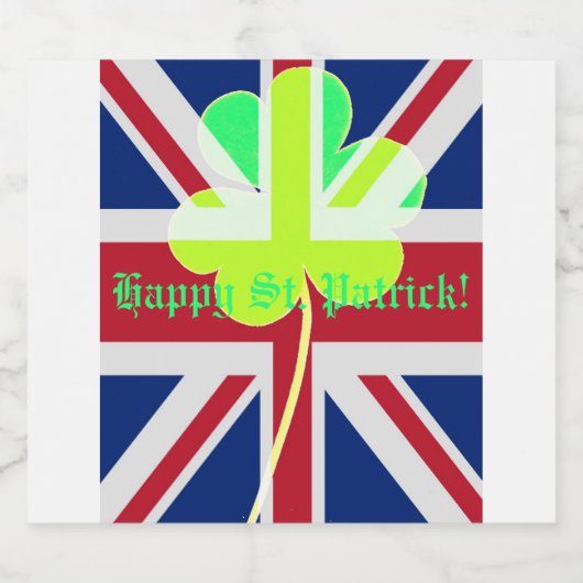 St. Patrick Flag Irish Shamrock Union Jack Funny Likeurfles Etiket (Enkel label)