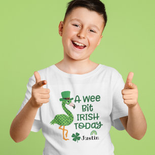St Patrick Flamingo Leprechaun Pet A wee bit Irish T-shirt