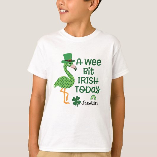St Patrick Flamingo Leprechaun Pet A wee bit Irish T-shirt (Voorkant)