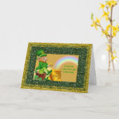 St. Patrick Gelukkige de Kabouter van de Dag Kaart (Gele Bloem)