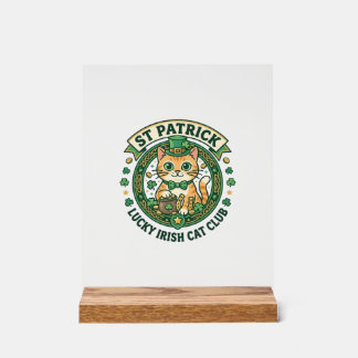 St. Patrick Geluks Ierse Kat Lieve Kat T-Shirt Ont Acryl Bord