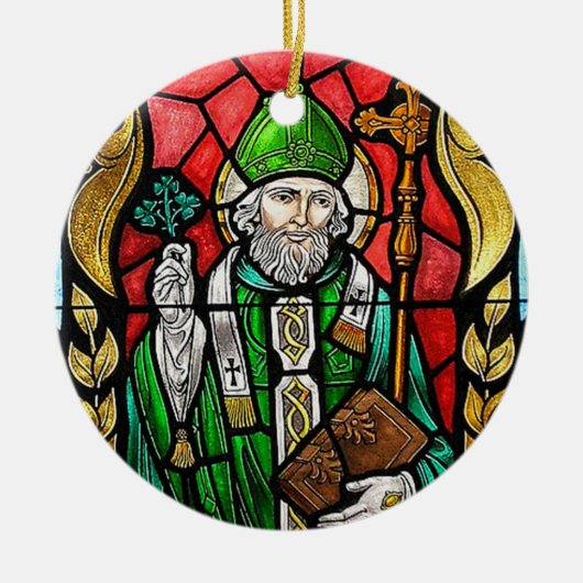 St. Patrick, Glas in lood Afbeelding, Irish Orname Keramisch Ornament (Voorkant)