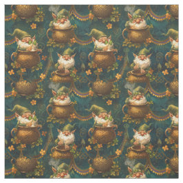 St. Patrick Gnome Pot Gold 4 blad klaver patroon Stof