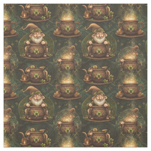 St. Patrick Gnome Pot van Gold Pattern Stof (Swatch)