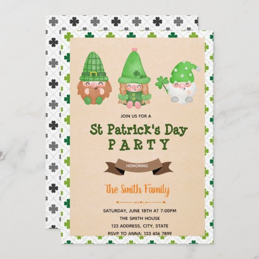St patrick gnome uitnodiging (Voorkant / Achterkant)