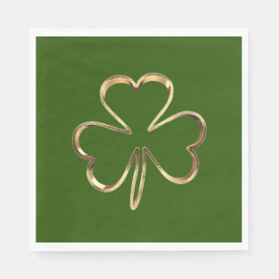 St. Patrick Green en Gold Irish Clover Shamrock Servet