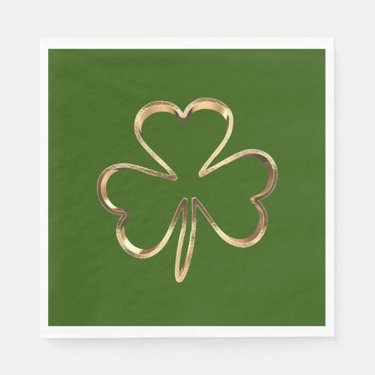 St. Patrick Green en Gold Irish Clover Shamrock Servet (Voorkant)
