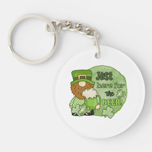 St. Patrick Green Gnome | Alleen hier voor de bier Sleutelhanger (Voorkant)