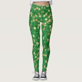 St Patrick Green Gold Clover Shamrock Confetti Fun Leggings (Voorkant)