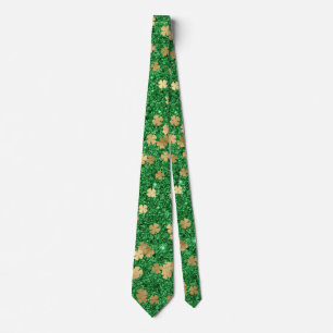 St Patrick Green Gold Clover Shamrock Confetti Fun Stropdas