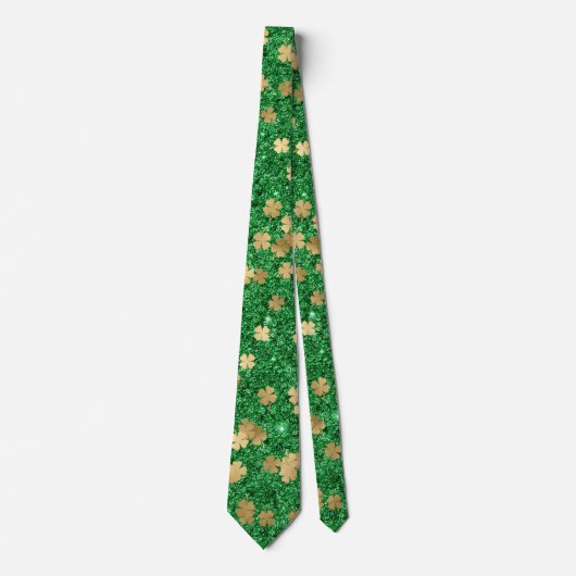 St Patrick Green Gold Clover Shamrock Confetti Fun Stropdas (Voorkant)