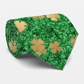 St Patrick Green Gold Clover Shamrock Confetti Fun Stropdas (Opgerold)