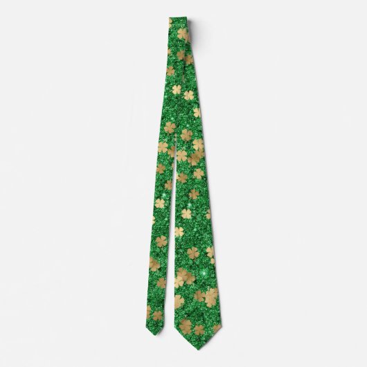 St Patrick Green Gold Clover Shamrock Confetti Fun Stropdas (Achterkant)