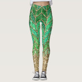 St Patrick Green Gradient Sparkle Glitter Gold Fun Leggings (Voorkant)