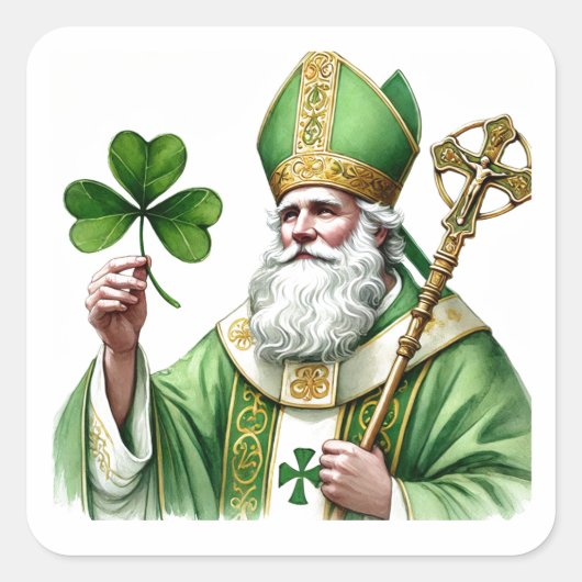 St. Patrick Green Shamrocks Religieus Vierkante Sticker (Voorkant)