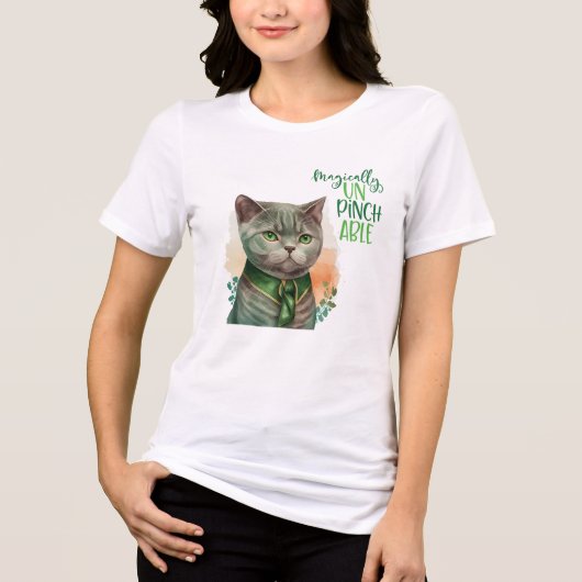 St Patrick Grey kat magisch niet bekneld Tri-Blend Shirt (Voorkant)